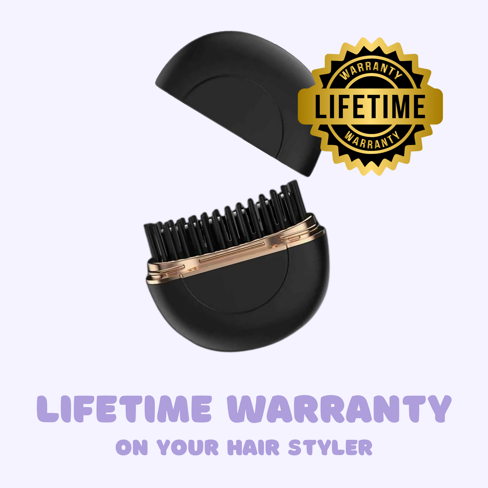 Odyner™ hair styler with a lifetime warranty badge displayed on a stylish black design.